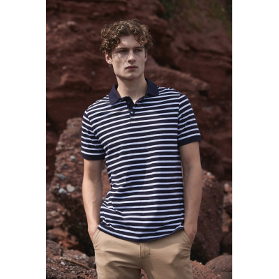 Striped jersey polo shirt